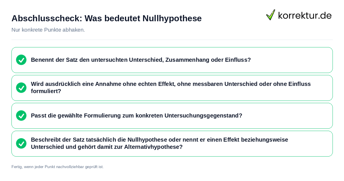 Abschlusscheck: Was bedeutet Nullhypothese Konkreter Abschlusscheck zu Was bedeutet Nullhypothese