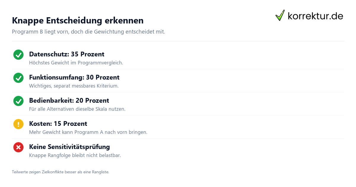 Schritt für Schritt Eine Nutzwertanalyse nachvollziehbar erstellen und auswerten: Schritte