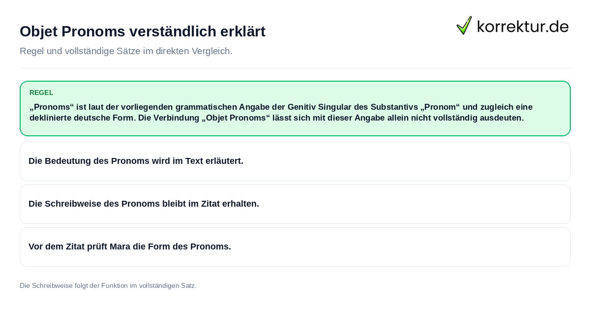 Konkrete Regel und vollständige Beispielsätze zu Objet Pronoms verständlich erklärt