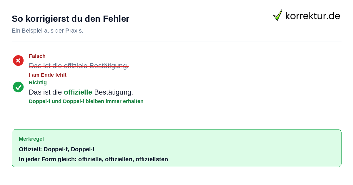 Beispiel für die richtige Schreibweise von offiziell