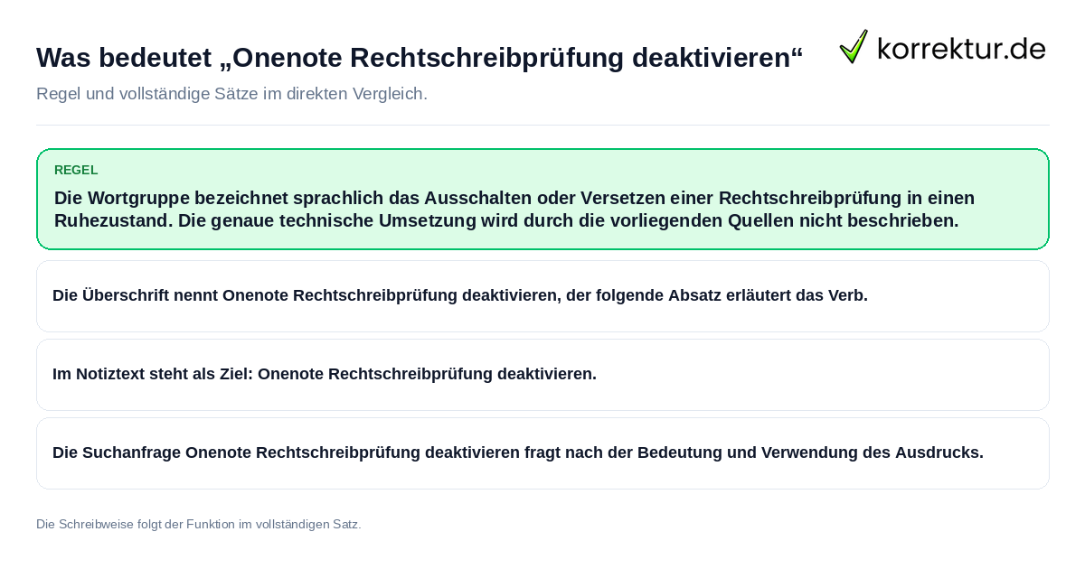 Konkrete Regel und vollständige Beispielsätze zu Was bedeutet „Onenote Rechtschreibprüfung