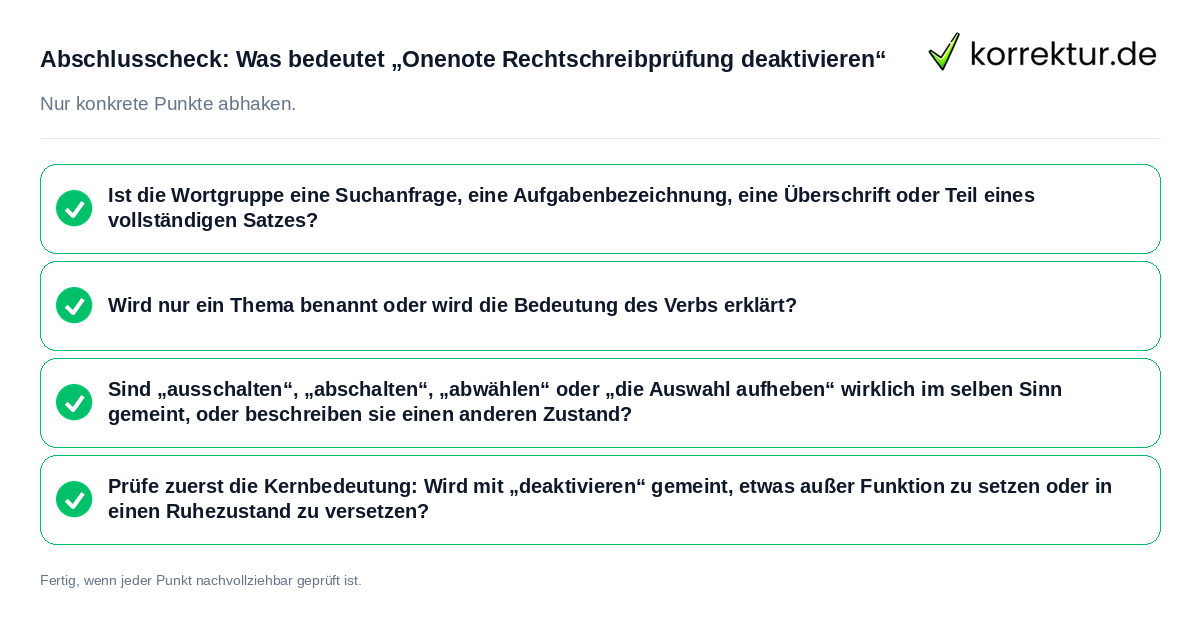 Konkreter Abschlusscheck zu Was bedeutet „Onenote Rechtschreibprüfung deaktivieren“