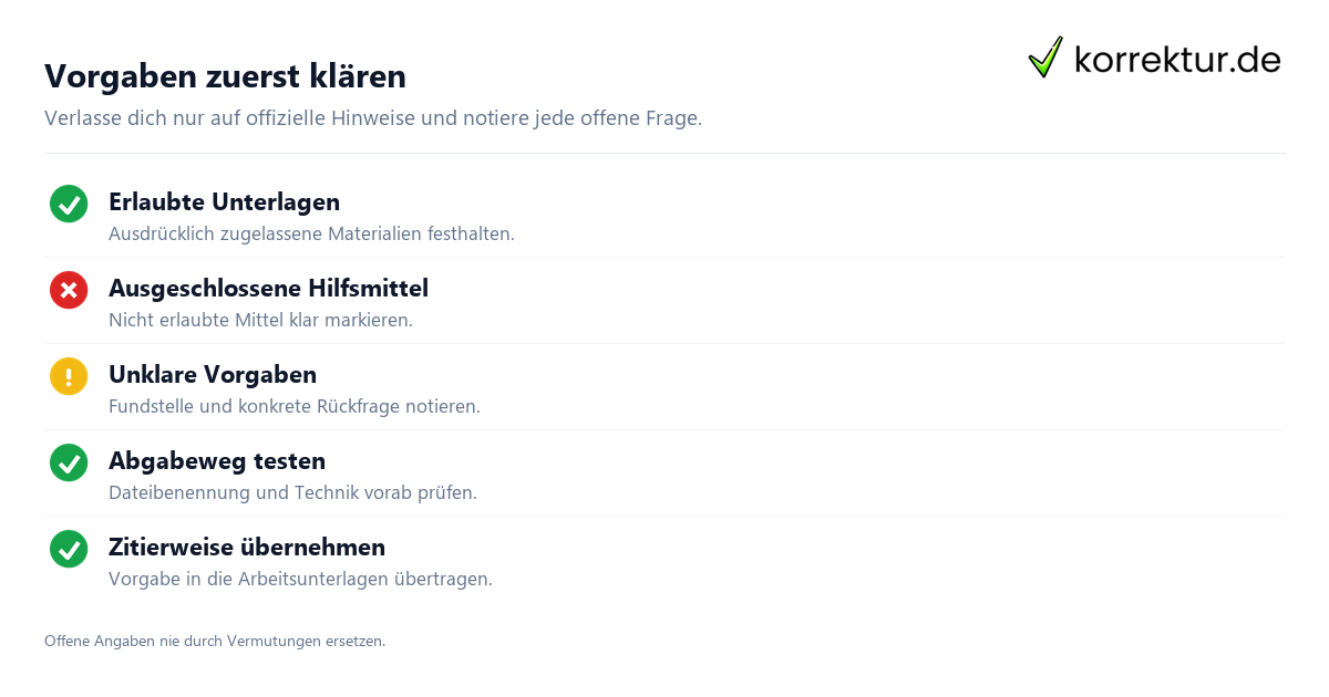 Eine Open-Book-Klausur sinnvoll vorbereiten mit einer Checkliste für offizielle Vorgaben