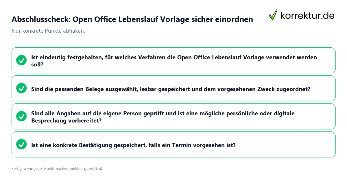 Abschlusscheck: Open Office Lebenslauf Vorlage sicher einordnen Konkreter Abschlusscheck zu Open Office Lebenslauf Vorlage sicher einordnen
