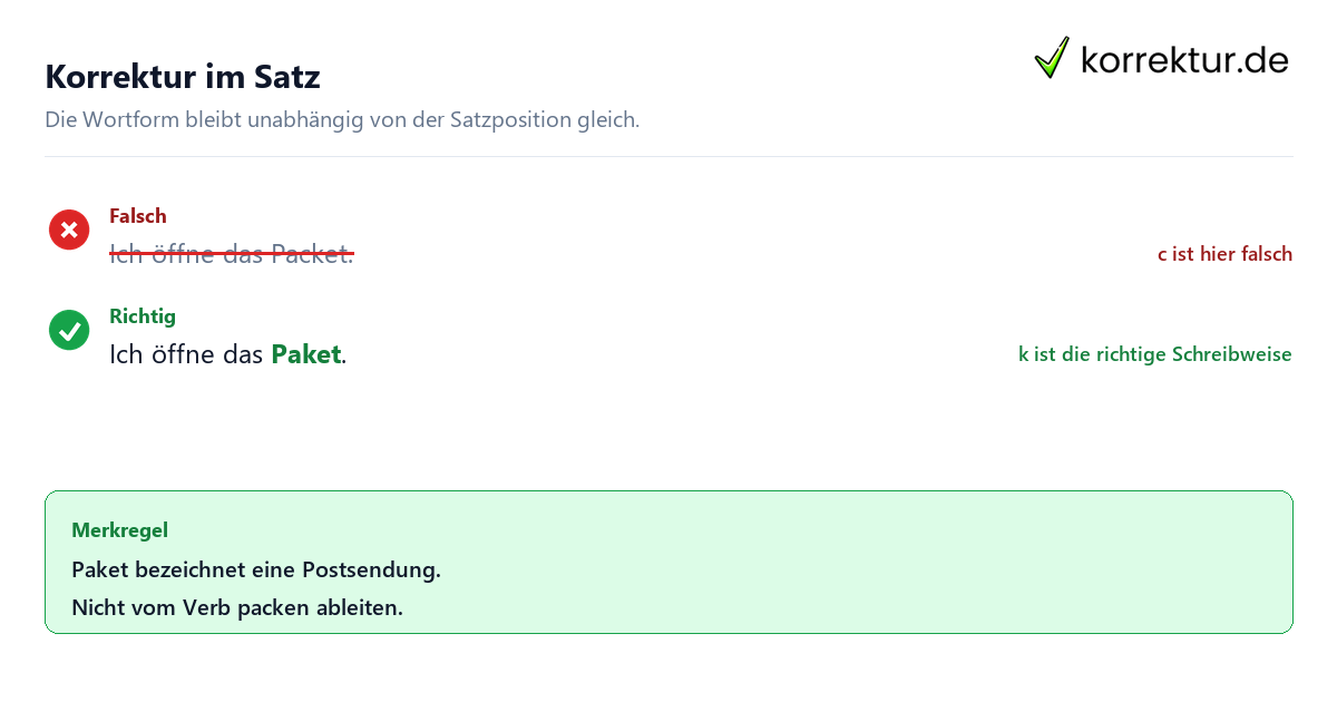 Korrektur im Satz Paket oder Packet: richtige Schreibweise im Satz