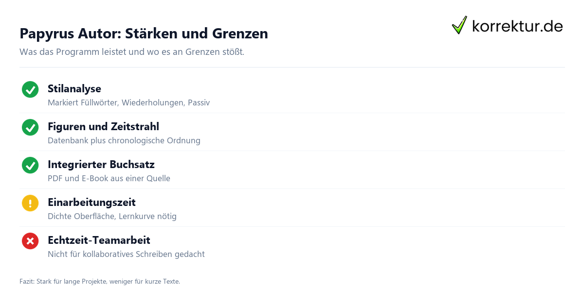 Papyrus Autor: Stärken und Grenzen Papyrus Autor Stärken und Grenzen im Überblick
