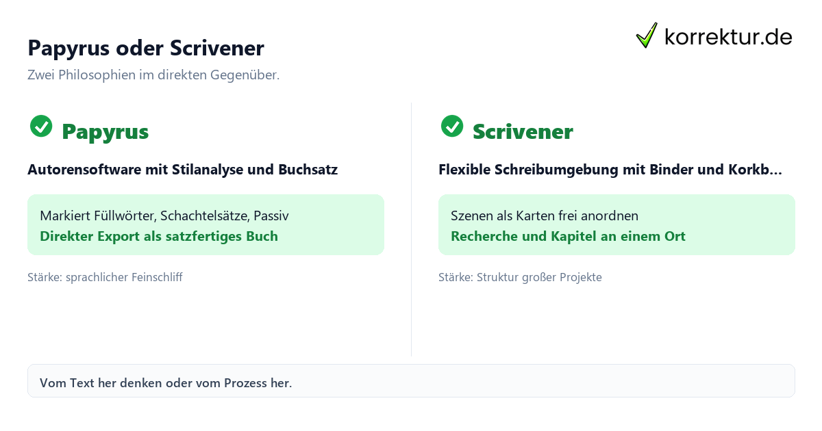 Papyrus oder Scrivener Papyrus oder Scrivener im Vergleich: Stilanalyse gegen freie Struktur