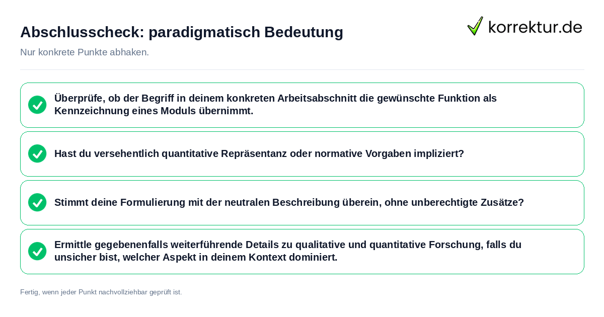 Konkreter Abschlusscheck zu paradigmatisch Bedeutung
