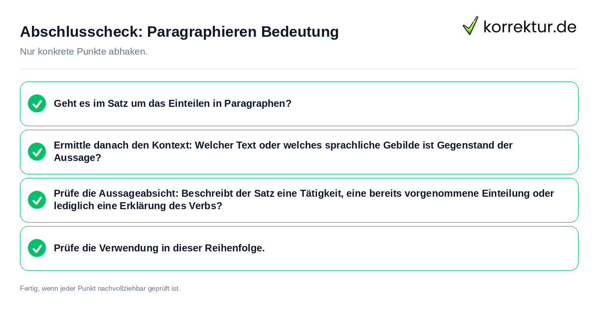 Konkreter Abschlusscheck zu Paragraphieren Bedeutung