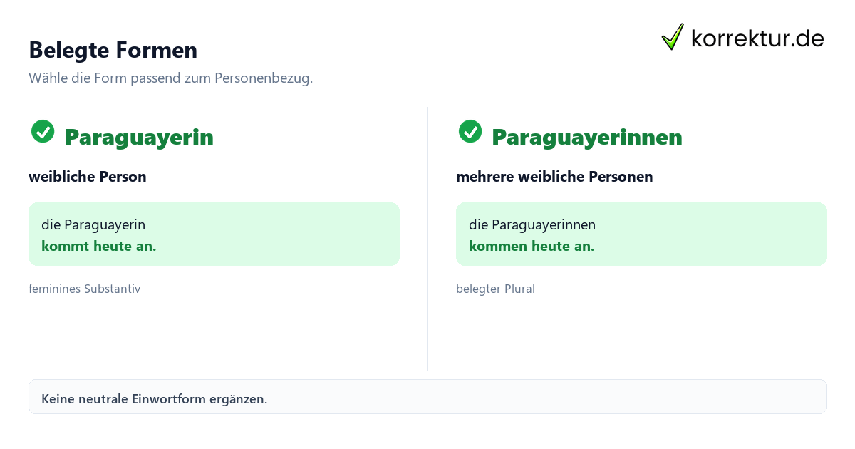 Paraguayer und Paraguayerin passend verwenden: belegte Formen