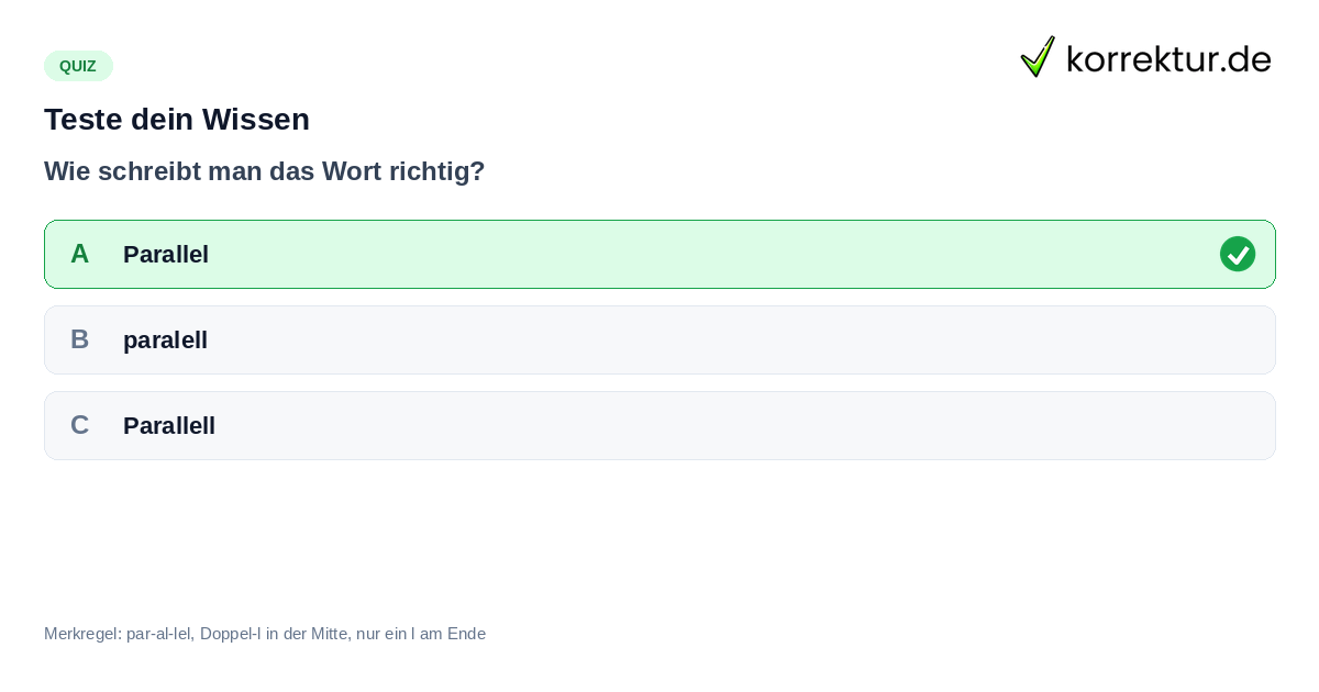 Teste dein Wissen Quiz zur Schreibweise von Parallel oder paralell