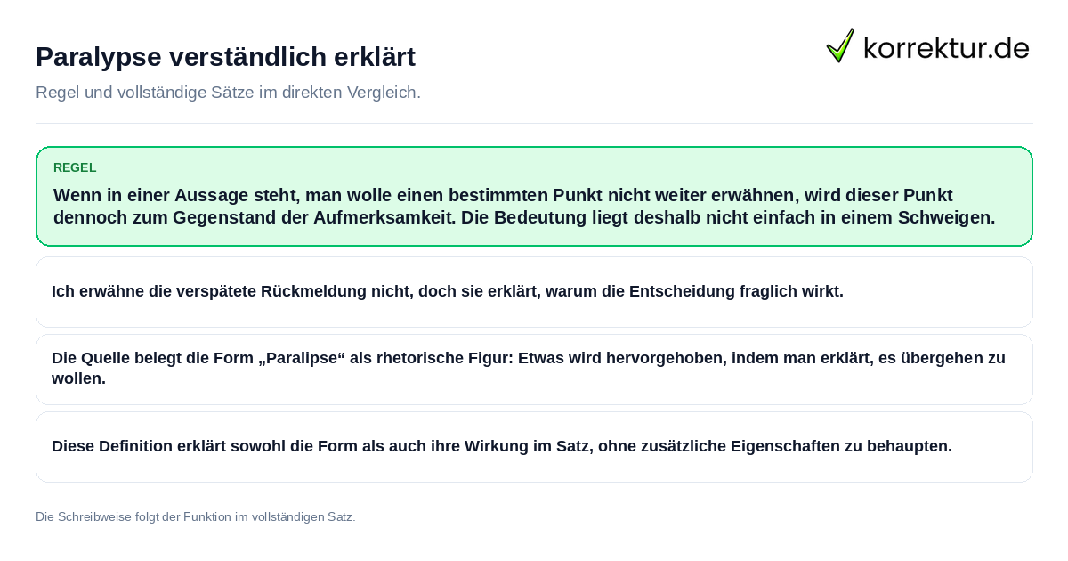 Konkrete Regel und vollständige Beispielsätze zu Paralypse verständlich erklärt