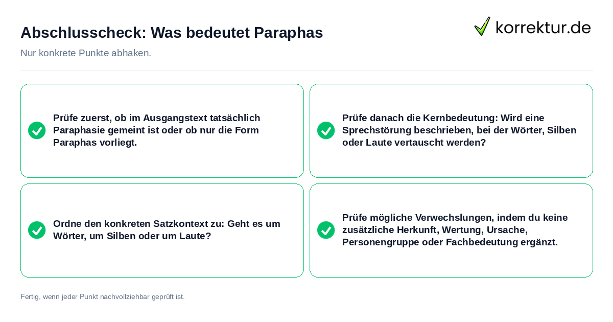 Konkreter Abschlusscheck zu Was bedeutet Paraphas