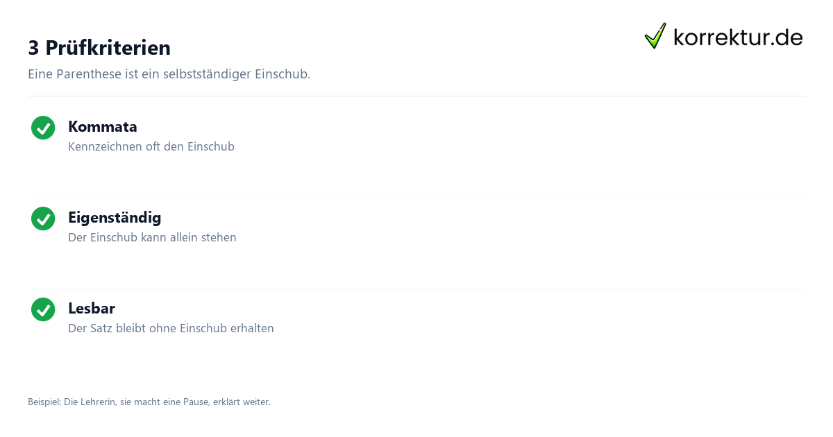 3 Prüfkriterien Parenthese verständlich erklärt mit drei Prüfkriterien