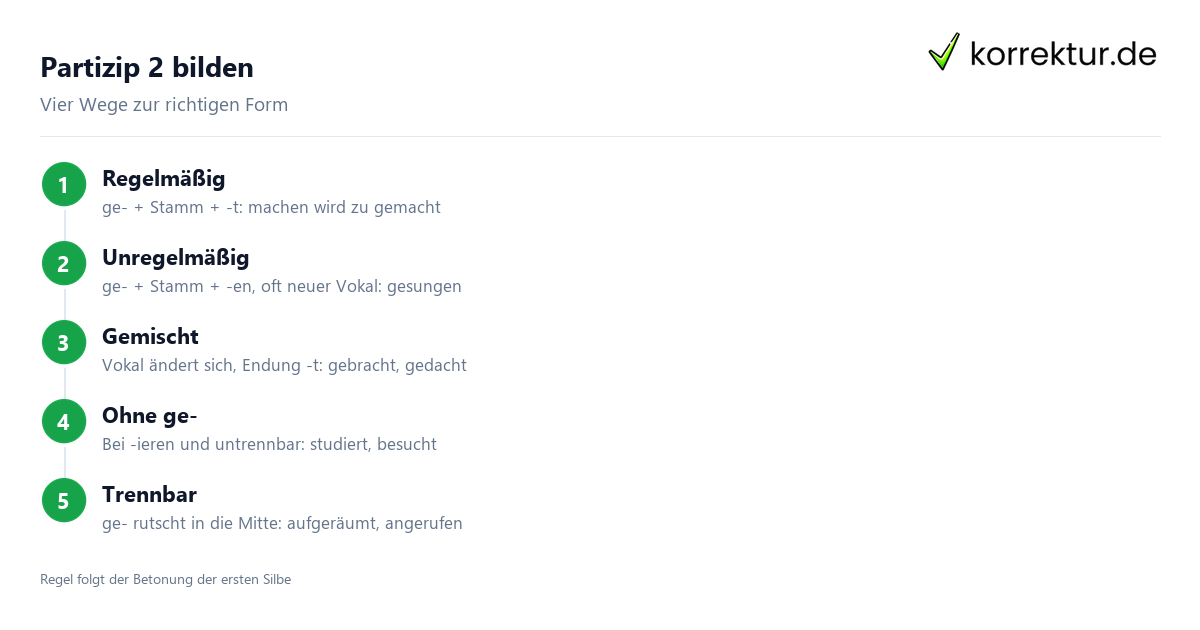 Partizip 2 Bildung regelmäßig und unregelmäßig