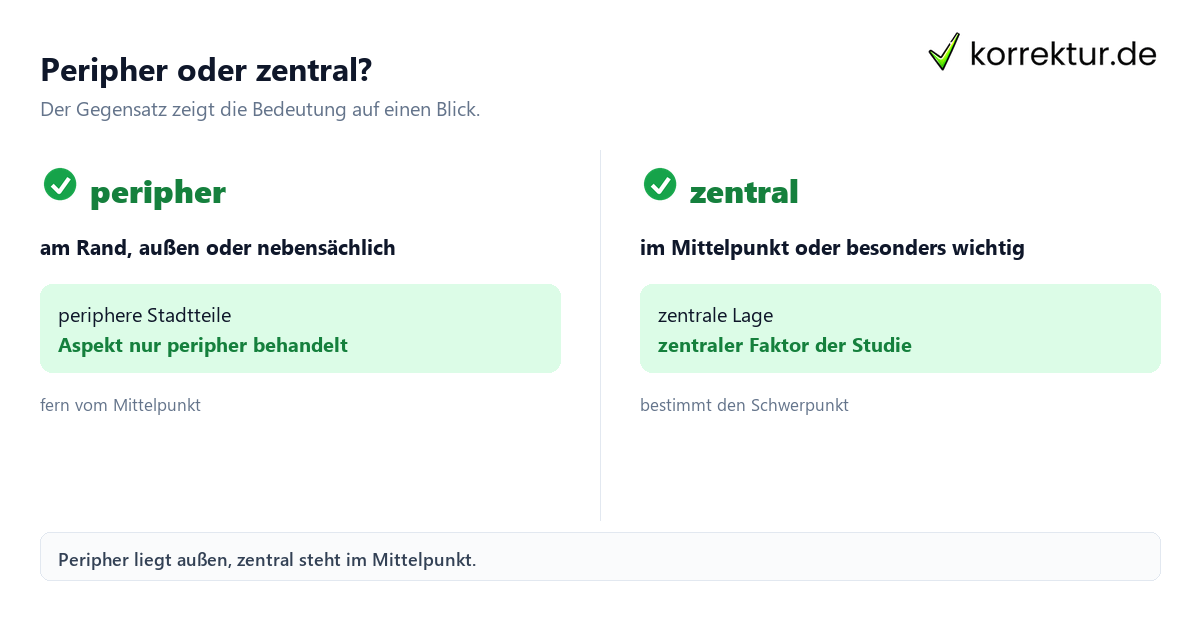 peripher Bedeutung im Vergleich zu zentral erklärt