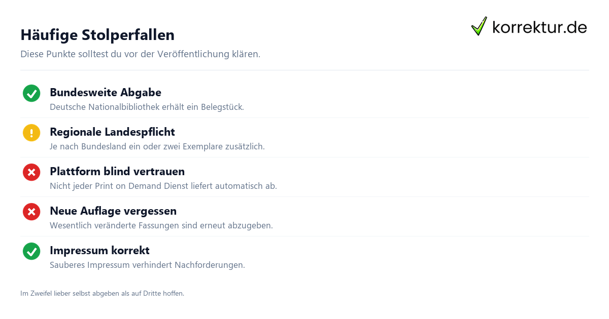 Pflichtexemplar Checkliste typische Fehler und Pflichten für Selfpublisher