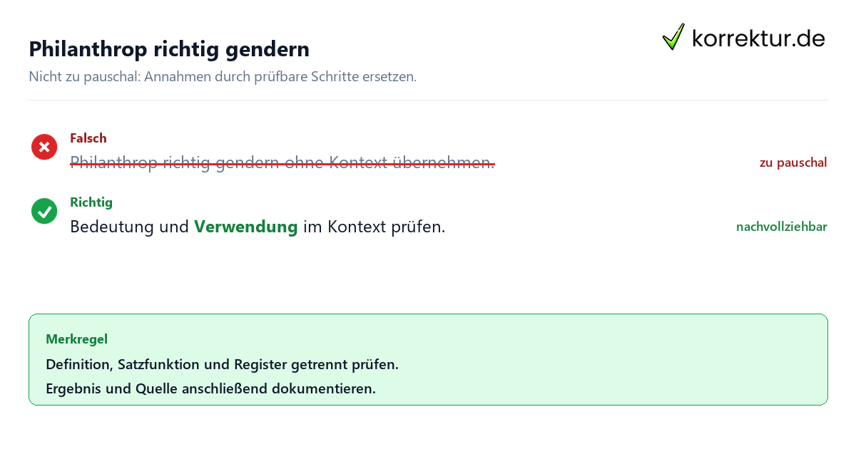 Ungeeignete und belastbare Vorgehensweise bei Philanthrop richtig gendern