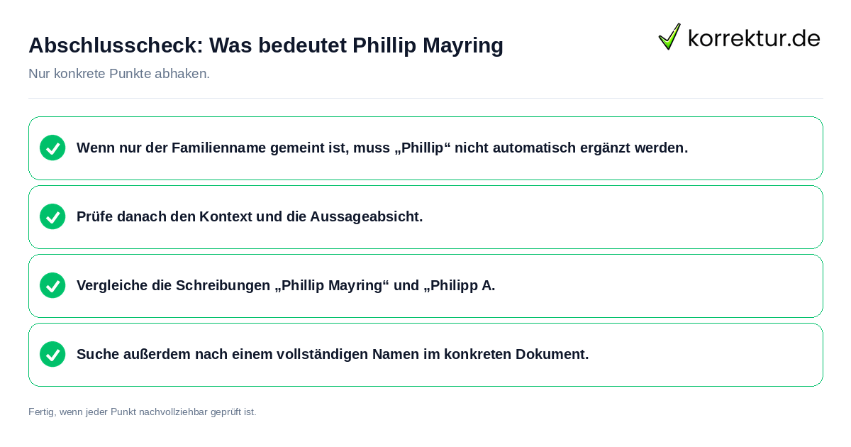 Konkreter Abschlusscheck zu Was bedeutet Phillip Mayring