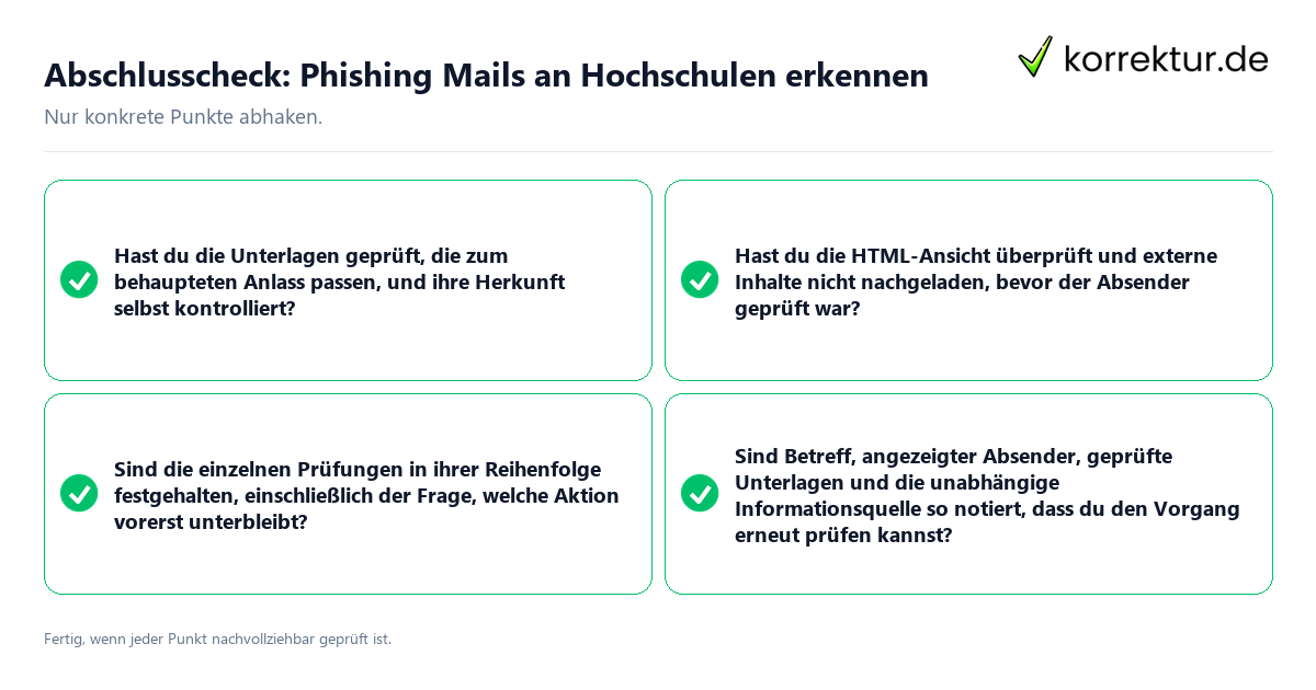 Abschlusscheck: Phishing Mails an Hochschulen erkennen Konkreter Abschlusscheck zu Phishing Mails an Hochschulen erkennen