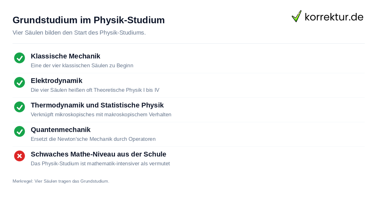 Physik studieren: Grundstudium mit vier klassischen Säulen