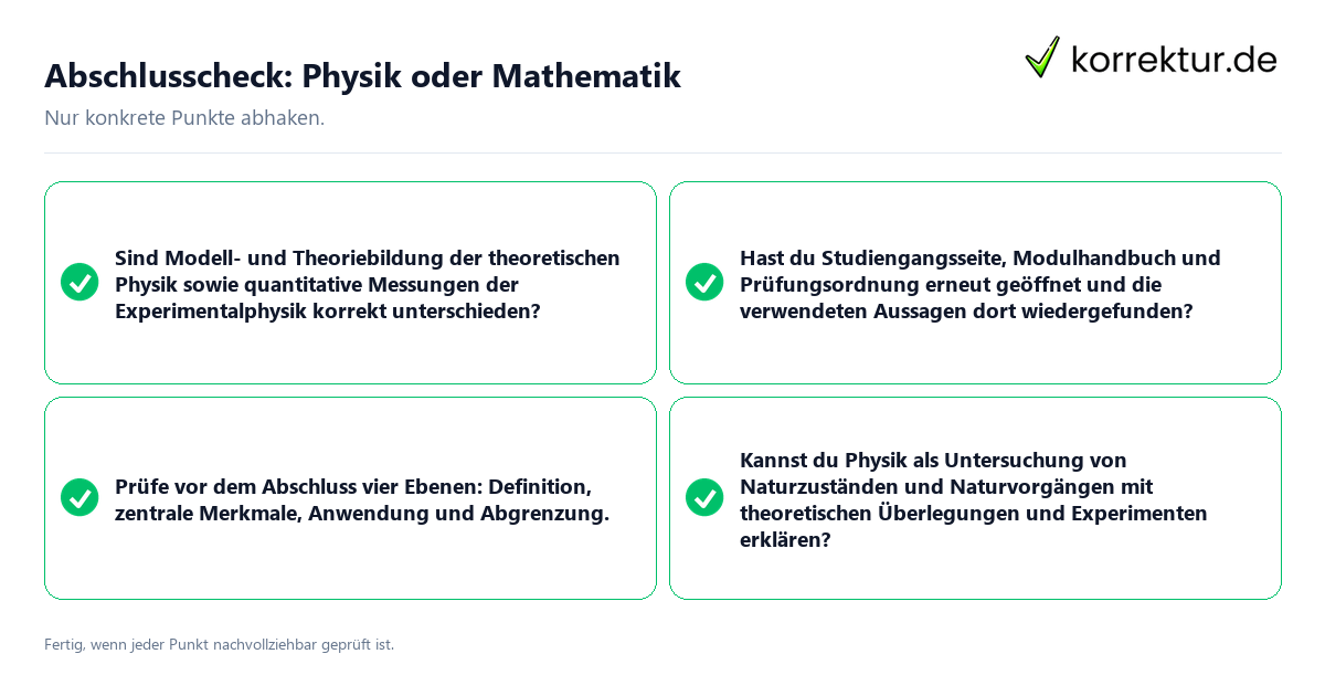 Konkreter Abschlusscheck zu Physik oder Mathematik