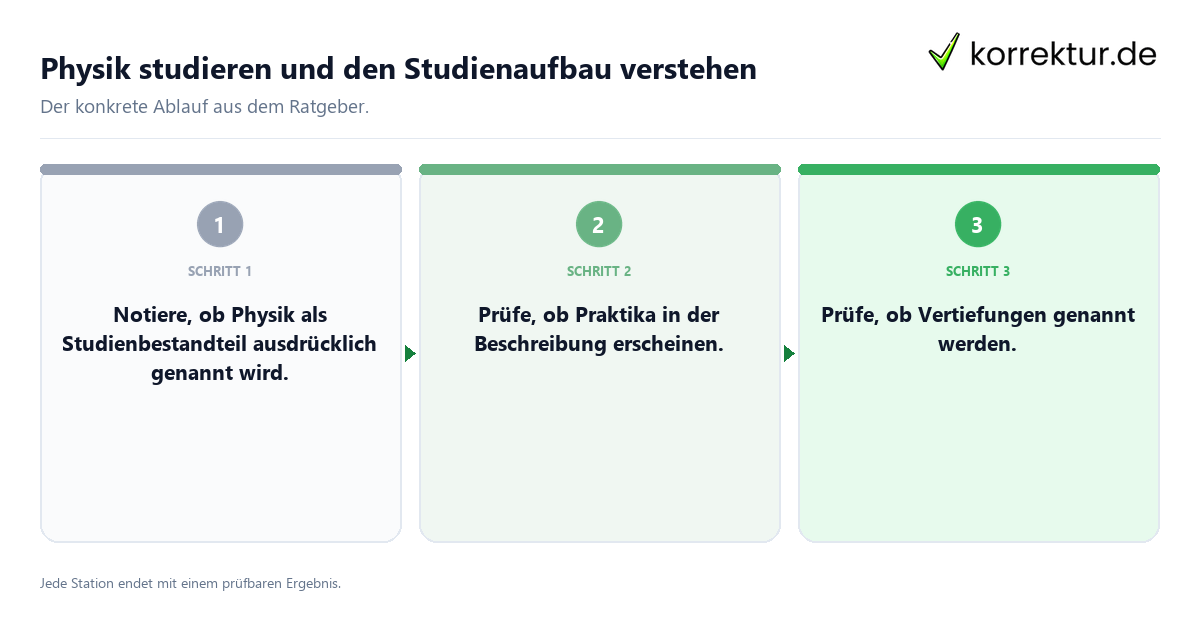 Konkrete Schritte zu Physik studieren und den Studienaufbau verstehen