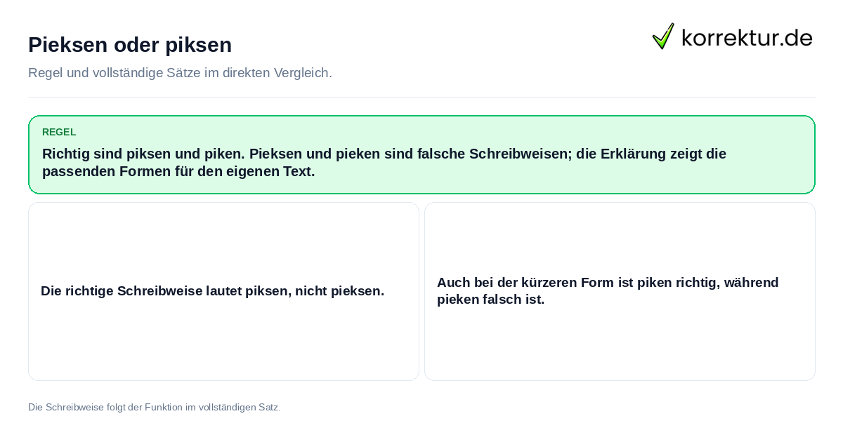 Pieksen oder piksen Konkrete Regel und vollständige Beispielsätze zu Pieksen oder piksen