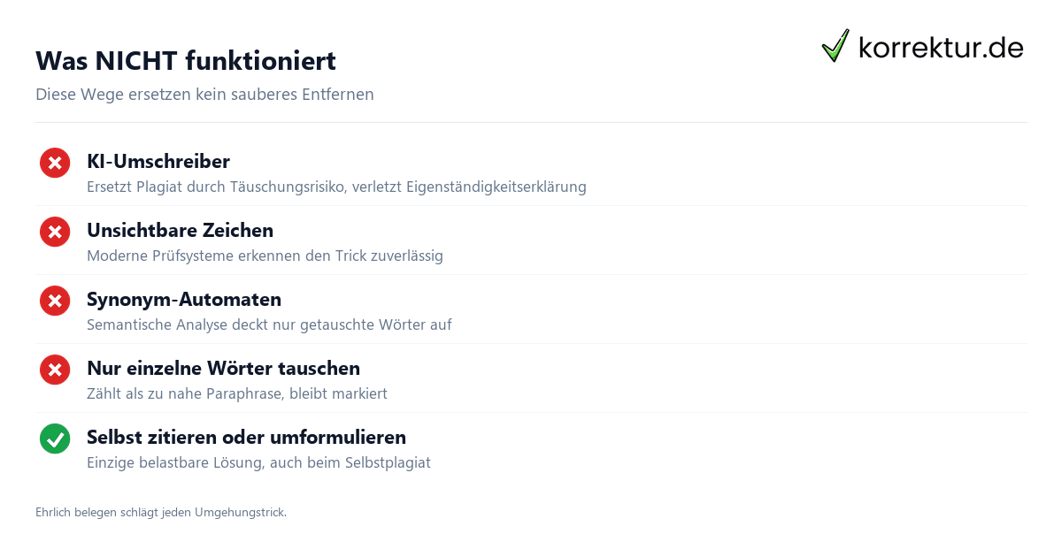 Plagiat entfernen in 4 Schritten: finden, zitieren, paraphrasieren, erneut prüfen