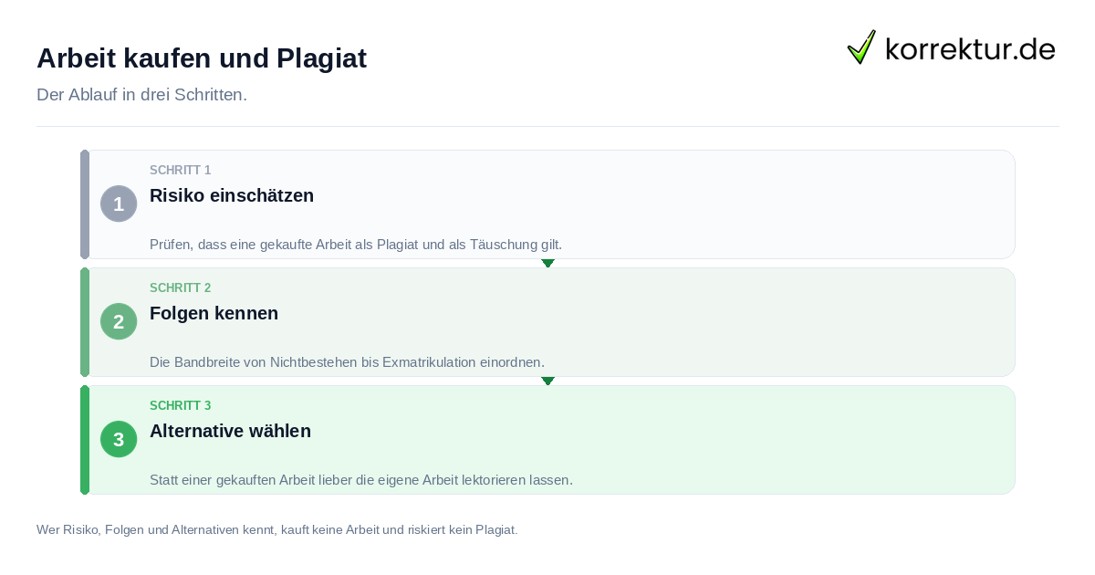 Arbeit kaufen und Plagiat: der Ablauf in drei Schritten