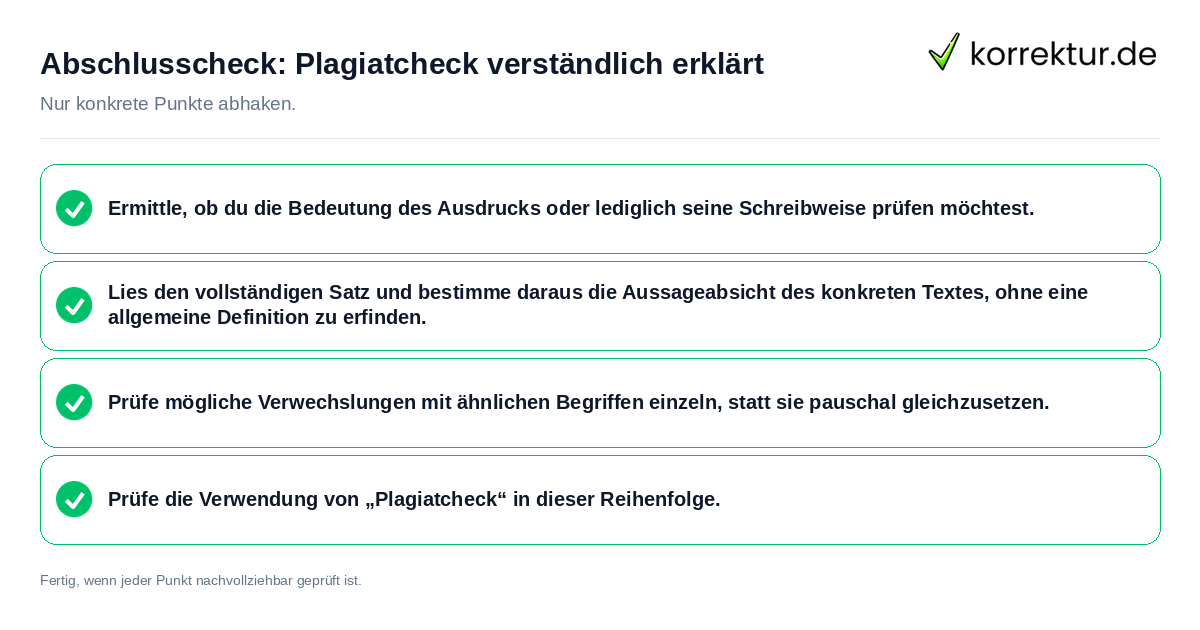 Konkreter Abschlusscheck zu Plagiatcheck verständlich erklärt