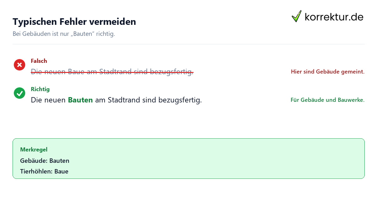 Typischen Fehler vermeiden Plural von Bau richtig verwenden: Bauten statt Baue