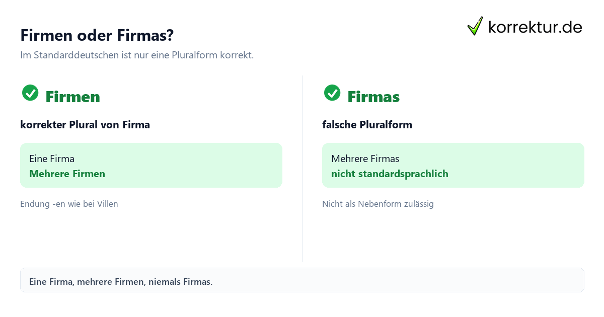Plural von Firma: Firmen oder Firmas im Vergleich