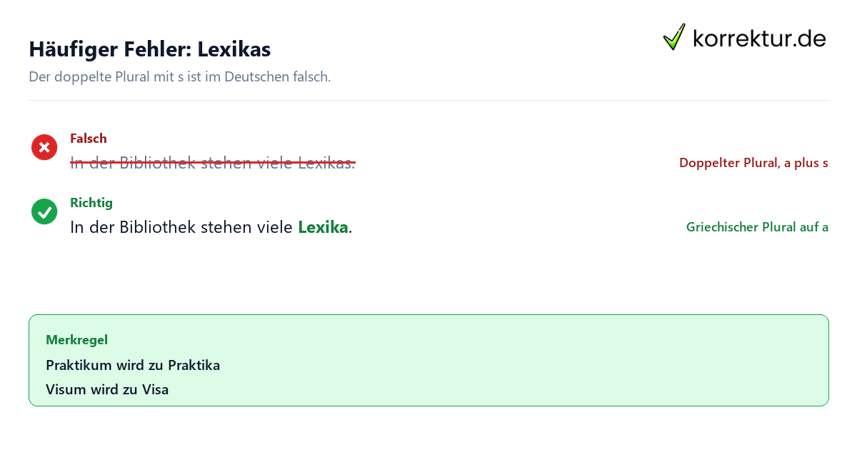 Häufiger Fehler: Lexikas Plural von Lexikon: typischer Fehler Lexikas korrigiert