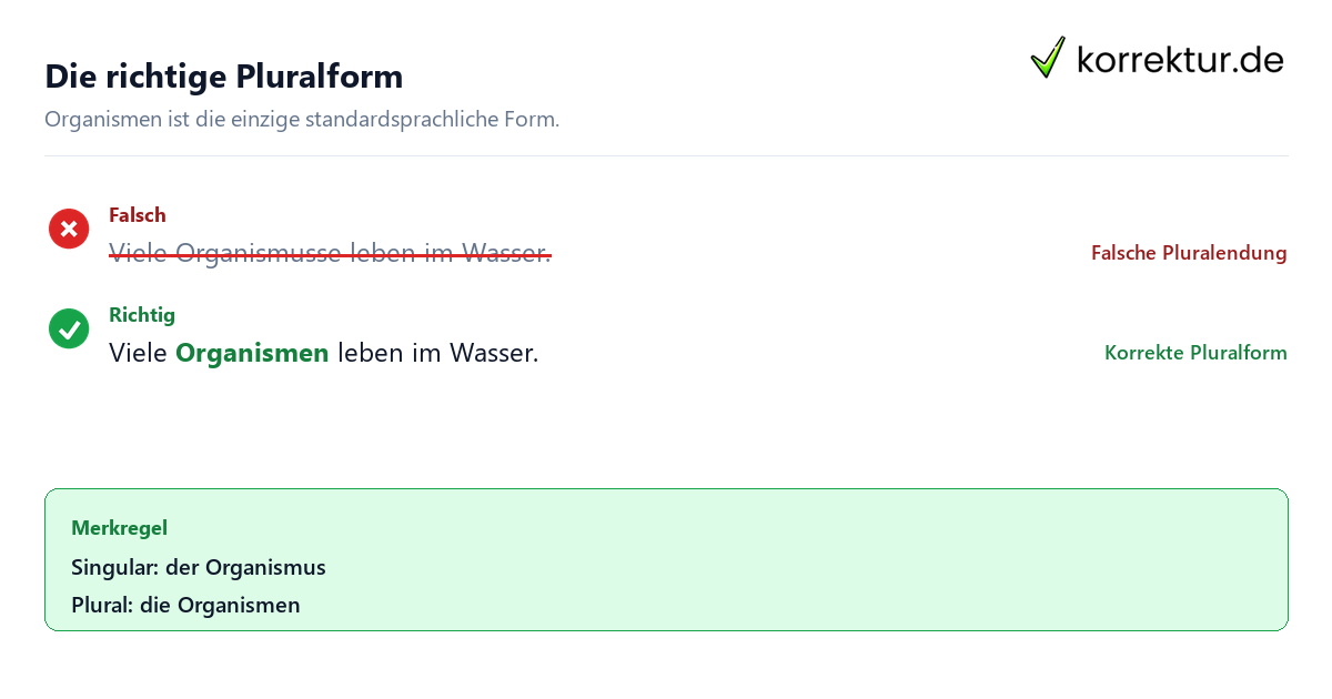 Plural von Organismus: Schritte