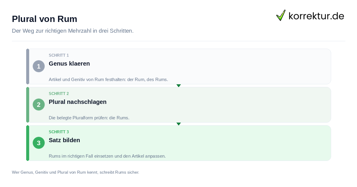 Plural von Rum: der Ablauf in drei Schritten