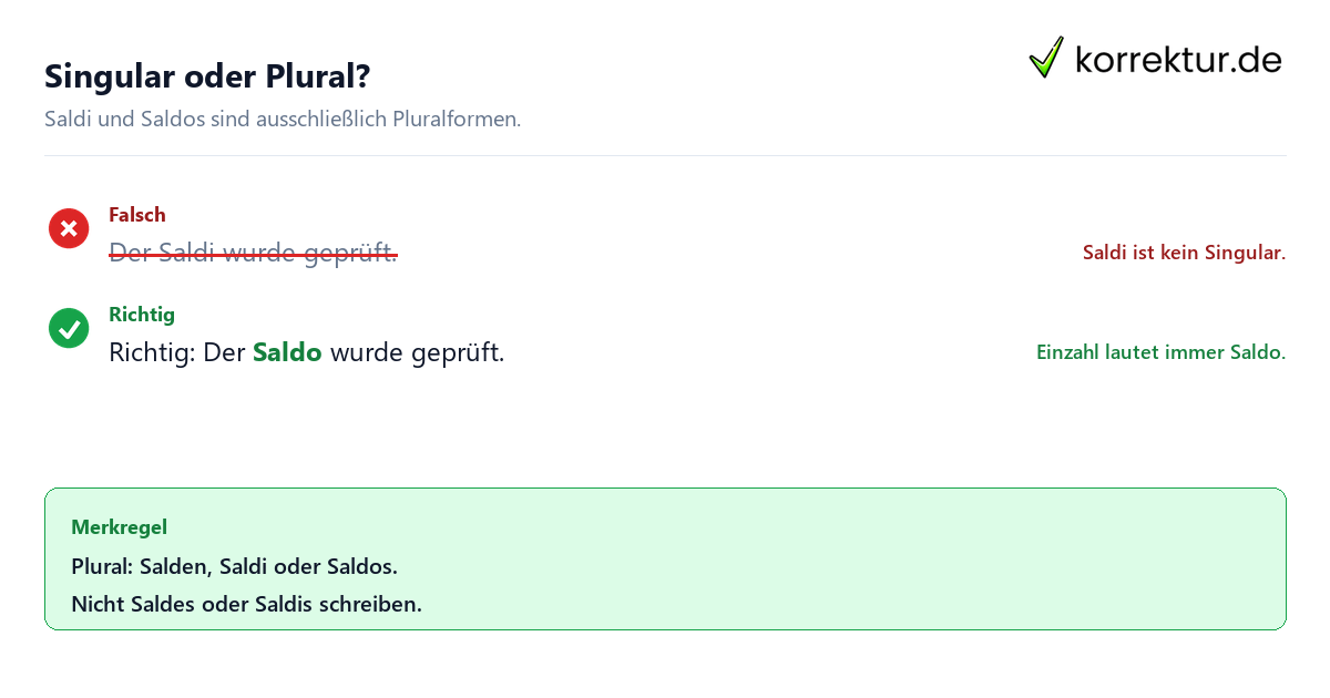 Singular oder Plural? Plural von Saldo richtig verwenden: Saldi und Saldos