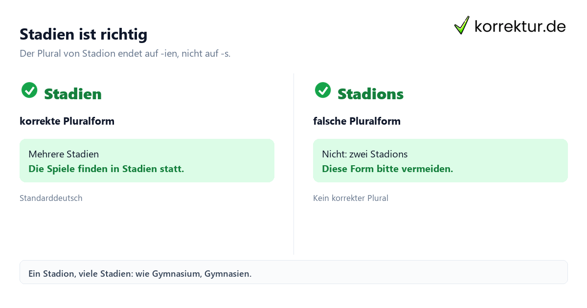Plural von Stadion: Stadien und Stadions im Vergleich