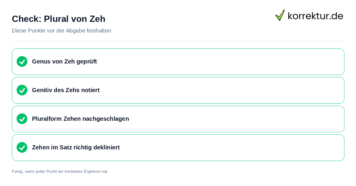 Check: Plural von Zeh Plural von Zeh: Prüfliste mit vier Punkten
