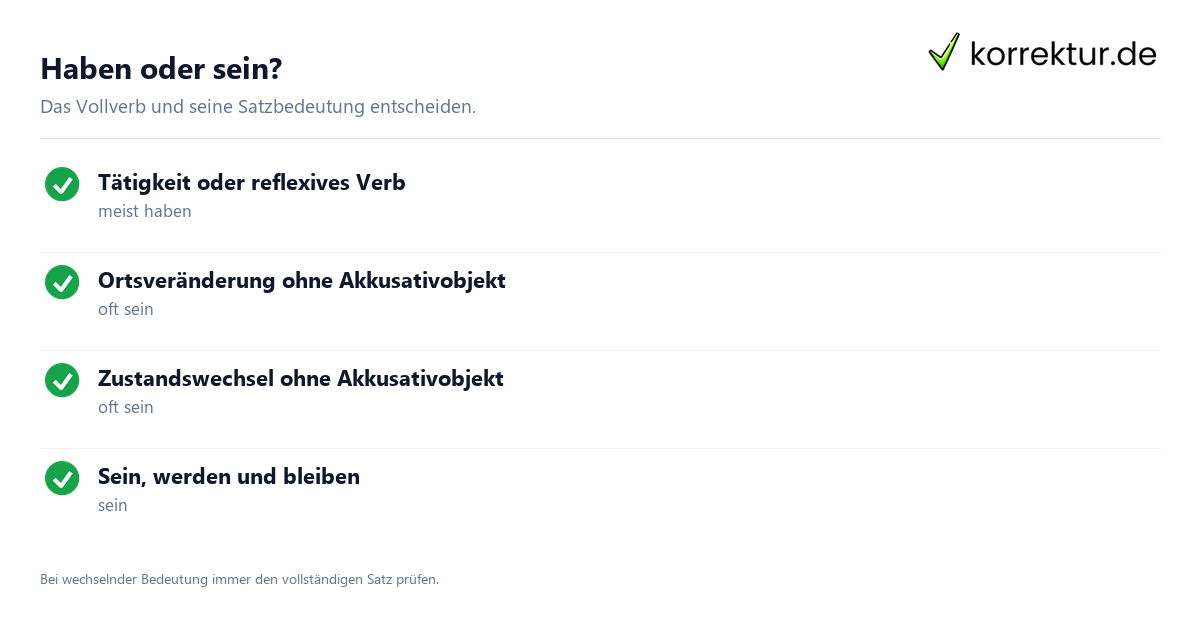 Haben oder sein? Plusquamperfekt: Hilfsverb auswählen