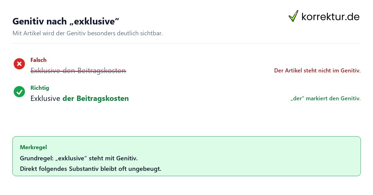 Exklusive richtig verstehen und verwenden: Genitiv bei exklusive