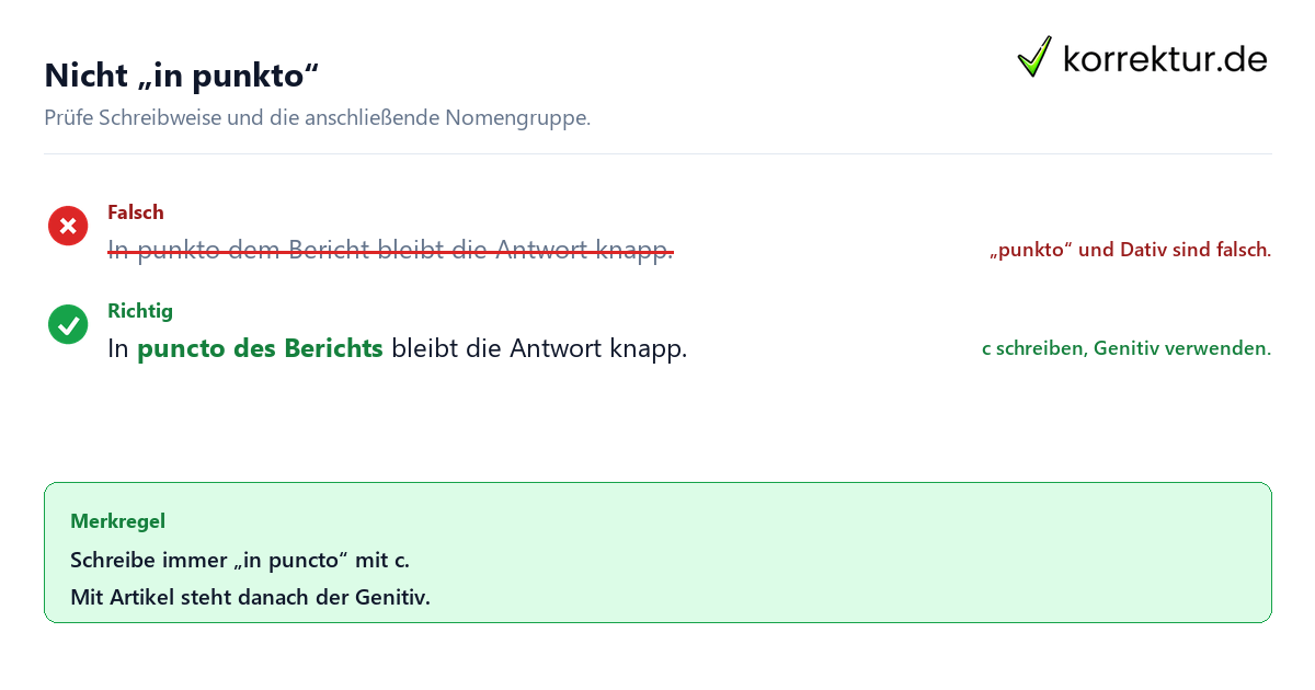 Was bedeutet „in puncto“? Richtige Schreibweise und Genitiv