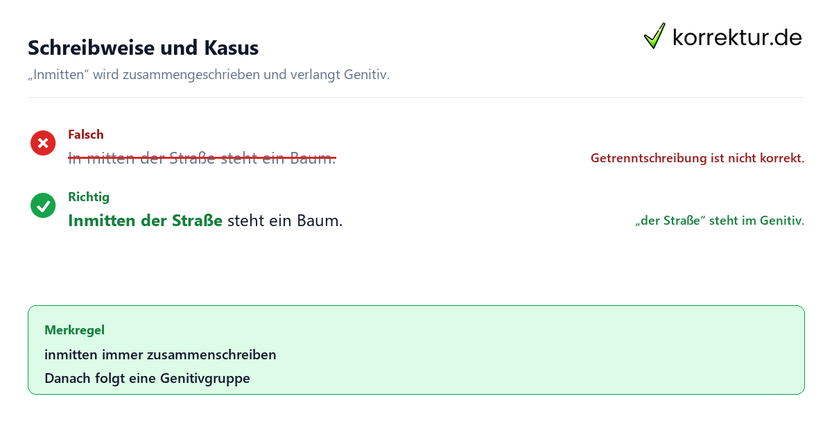 Was „inmitten“ bedeutet und wie du es verwendest, Schreibweise und Genitiv