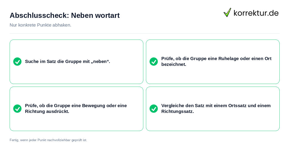 Abschlusscheck: Neben wortart Konkreter Abschlusscheck zu Neben wortart