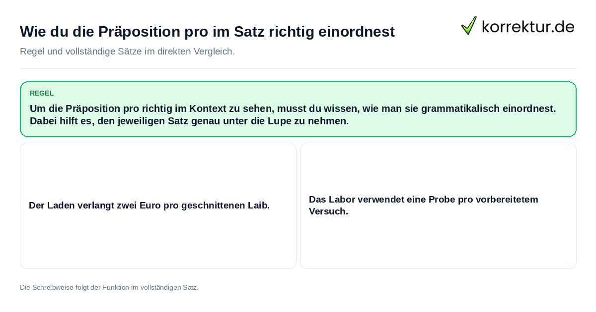 Konkrete Regel und vollständige Beispielsätze zu Wie du die Präposition pro im Satz richtig
