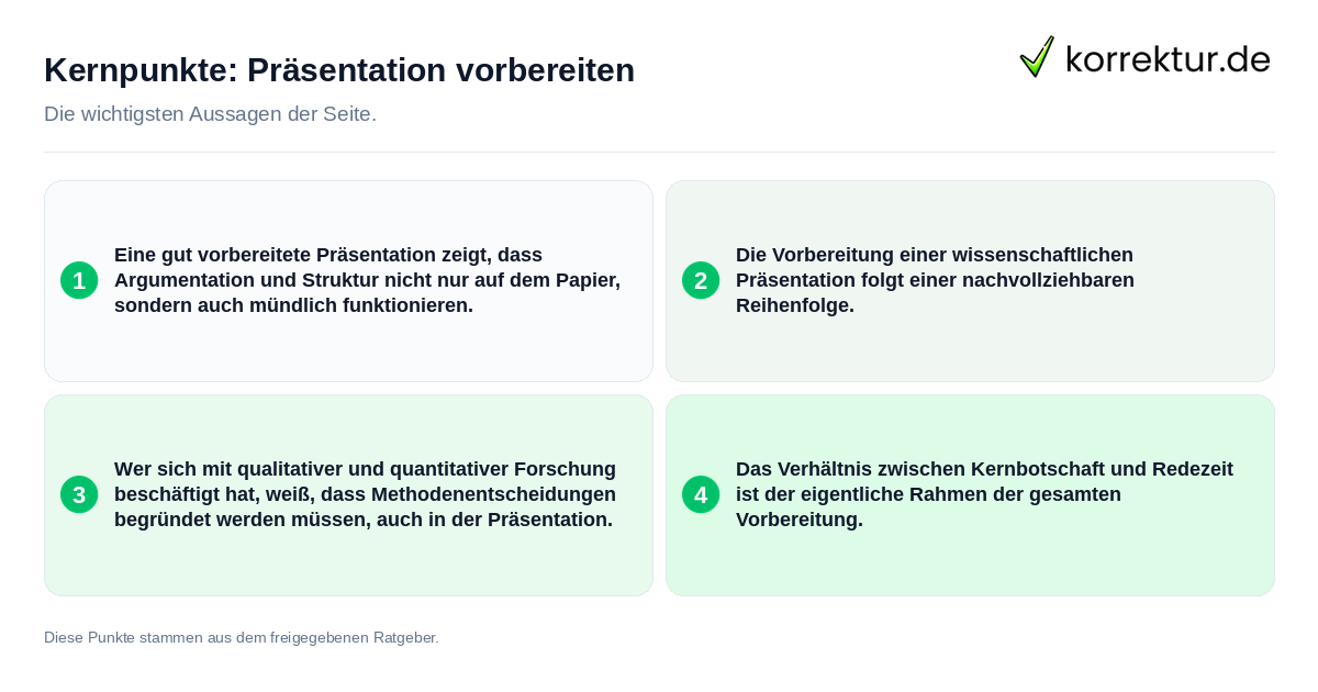 Kernpunkte: Präsentation vorbereiten Konkrete Kernpunkte zu Präsentation vorbereiten