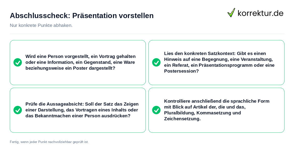 Konkreter Abschlusscheck zu Präsentation vorstellen