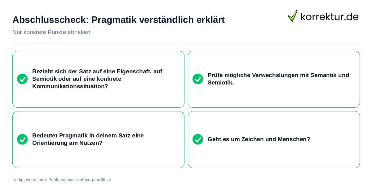 Konkreter Abschlusscheck zu Pragmatik verständlich erklärt