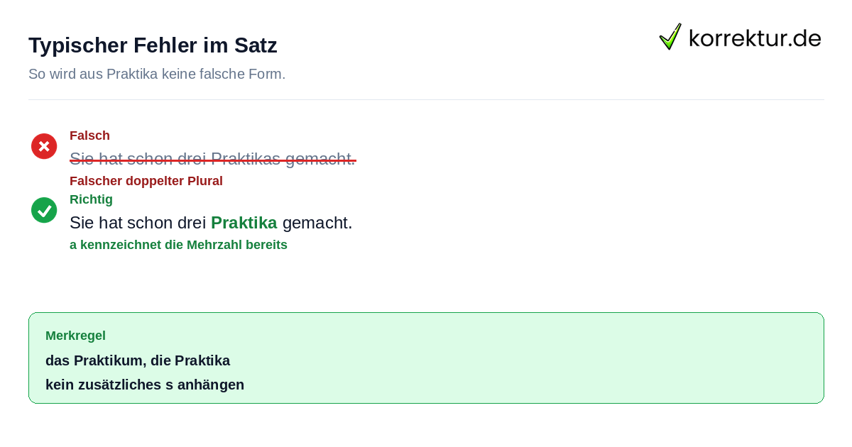 Praktika oder Praktikas: Beispiel für die richtige Schreibweise