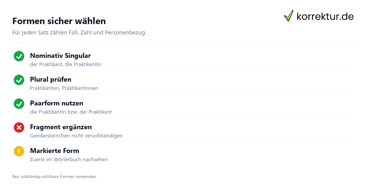 Praktikant und Praktikantin richtig gendern: Formen prüfen